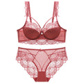 Chiffon Lace Plus Size Women's Underwear Bra Panty Half Slip Sets