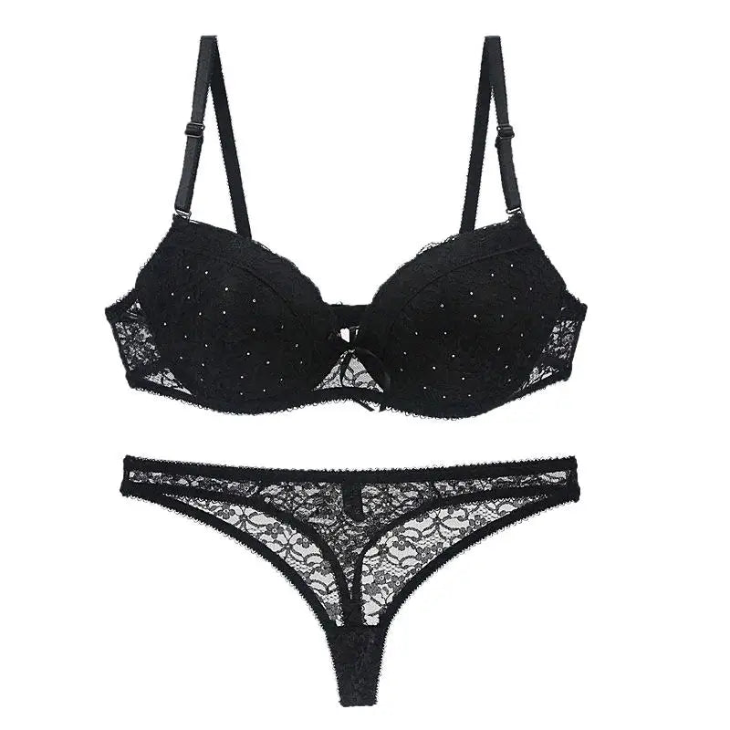 Chiffon Lace Plus Size Women's Underwear Bra Panty Half Slip Sets