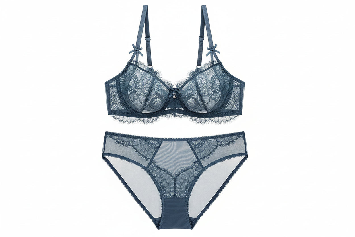 Ultra-Thin Lace Underwear Suit: Sponge-Free Bra for Women (Push-Up Design)