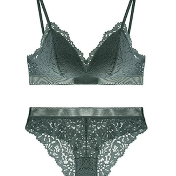 New Lace Underwear Set: Women's French Triangle Cup Bra (No Underwire, Thin Style)