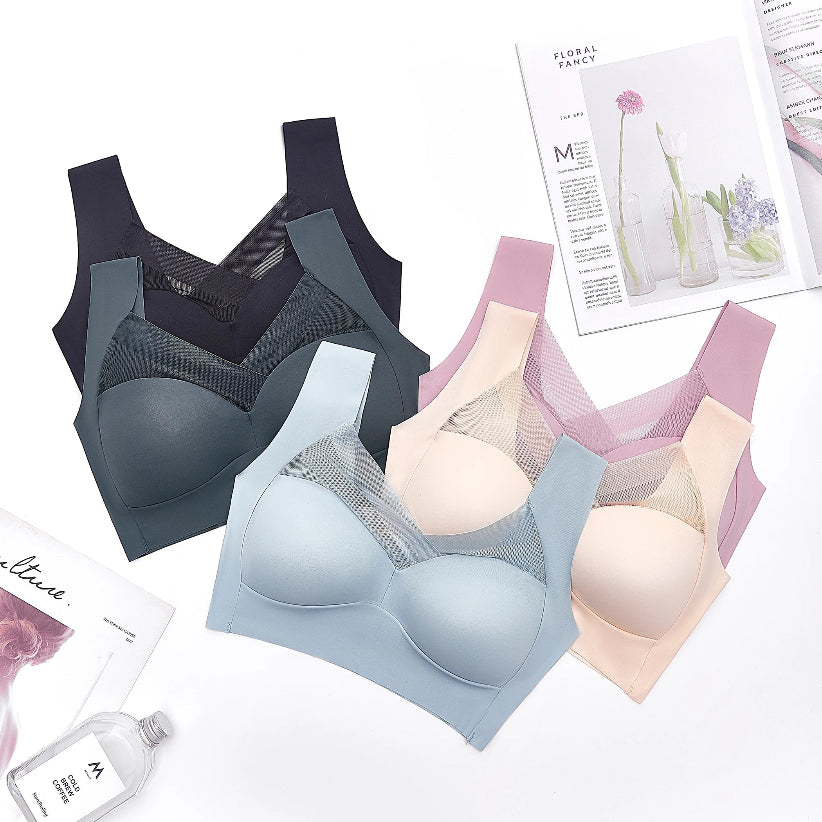 Sports Shock-Absorbing Anti-Sagging Plus Size Ladies: Breathable Lace Wireless Push-up Seamless Bralette