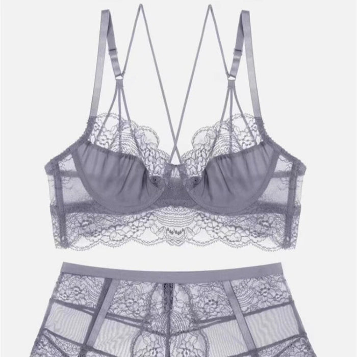 Ultra-thin Large Size Underwear: Floral Bra and Panty Set