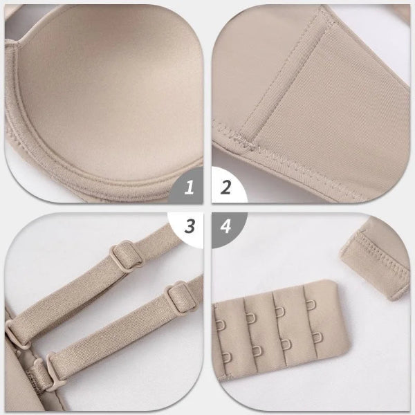 Seamless Thin Light Underwear Set: Front Buckle Bra for Big Chest Small (Soft Underwire Support)