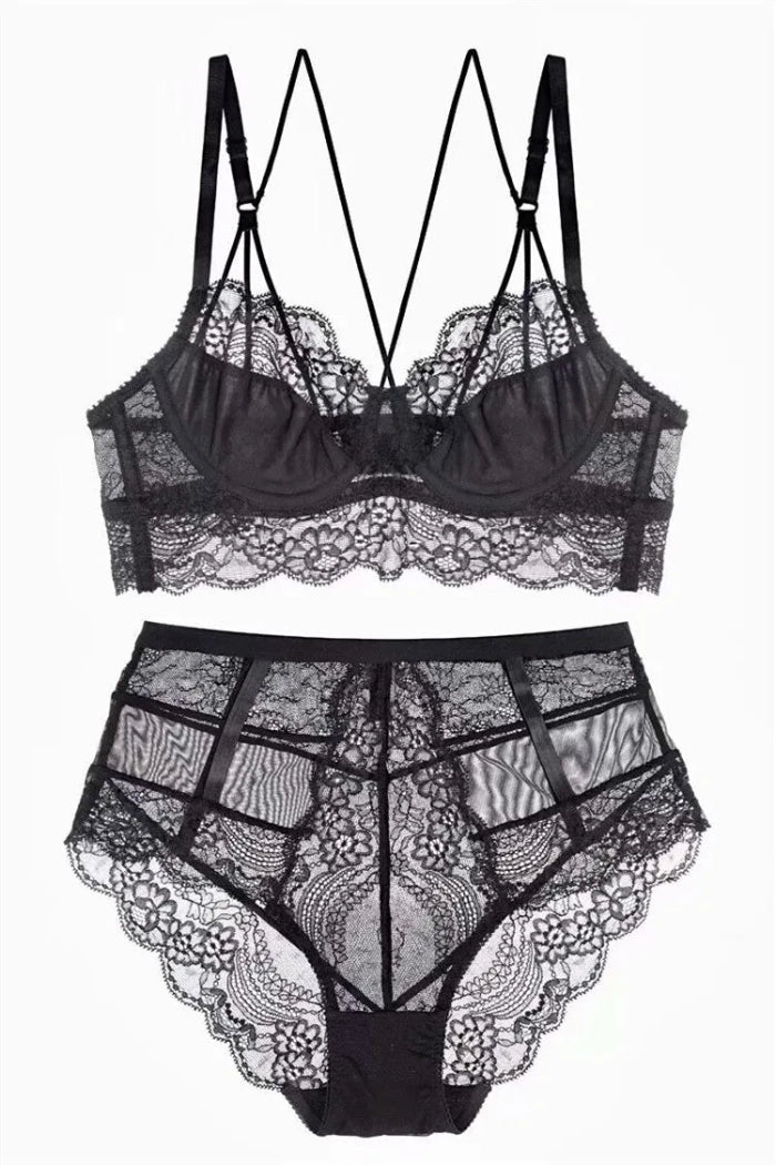 Ultra-thin Large Size Underwear: Floral Bra and Panty Set