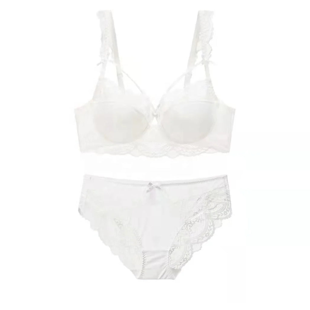 Ladies Underwear Thin Cotton Push-up Large Size Lace Bra Set