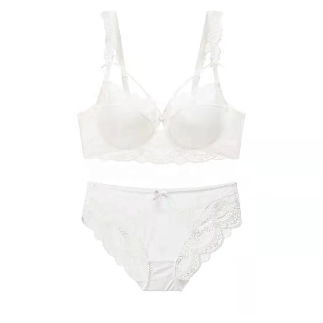 Ladies Underwear Thin Cotton Push-up Large Size Lace Bra Set