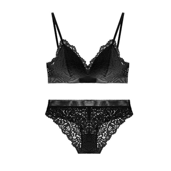 New Lace Underwear Set: Women's French Triangle Cup Bra (No Underwire, Thin Style)