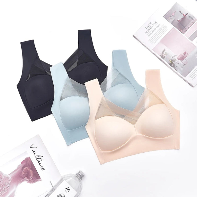Sports Shock-Absorbing Anti-Sagging Plus Size Ladies: Breathable Lace Wireless Push-up Seamless Bralette