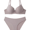 Seamless Thin Light Underwear Set: Front Buckle Bra for Big Chest Small (Soft Underwire Support)