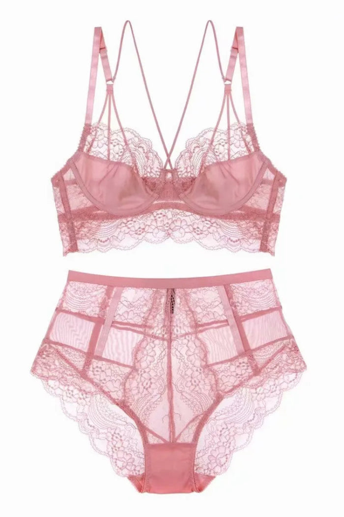 Ultra-thin Large Size Underwear: Floral Bra and Panty Set