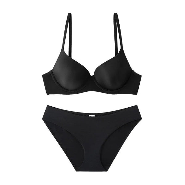Seamless Thin Light Underwear Set: Front Buckle Bra for Big Chest Small (Soft Underwire Support)