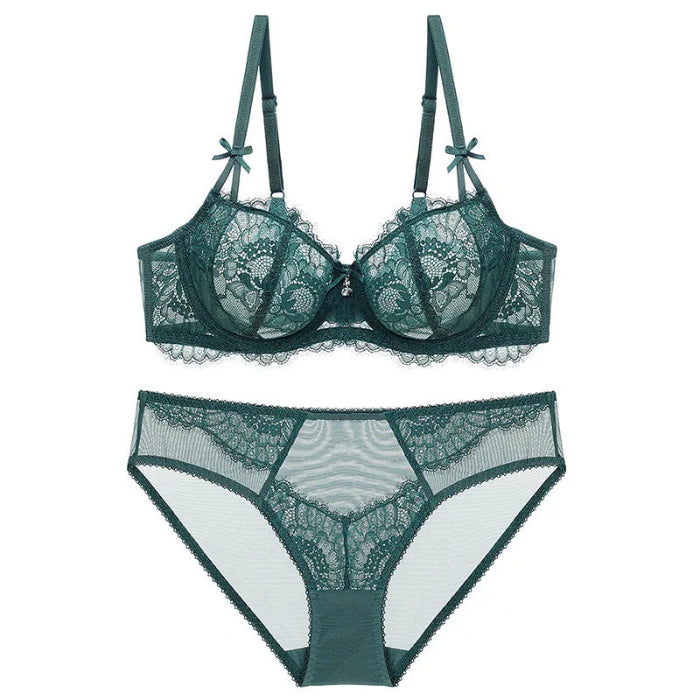 Ultra-Thin Lace Underwear Suit: Sponge-Free Bra for Women (Push-Up Design)