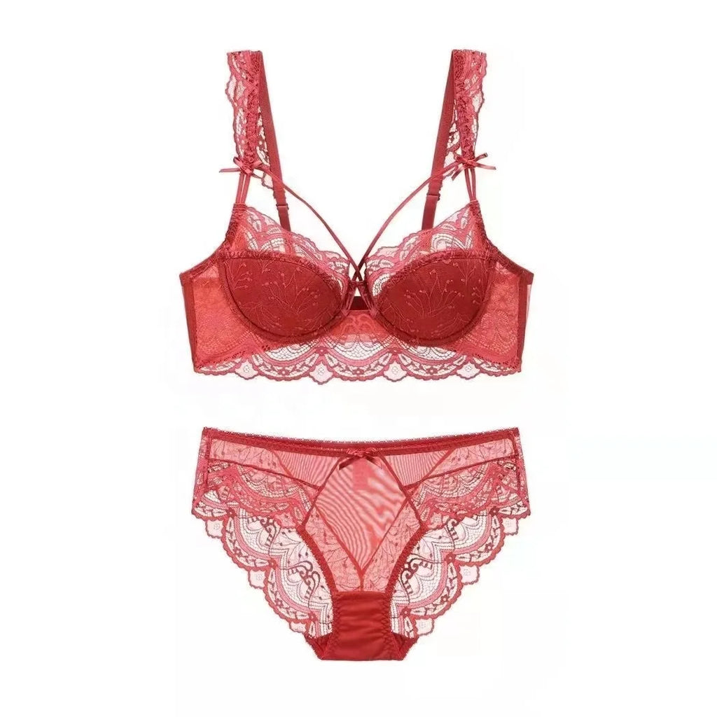 Ladies Underwear Thin Cotton Push-up Large Size Lace Bra Set