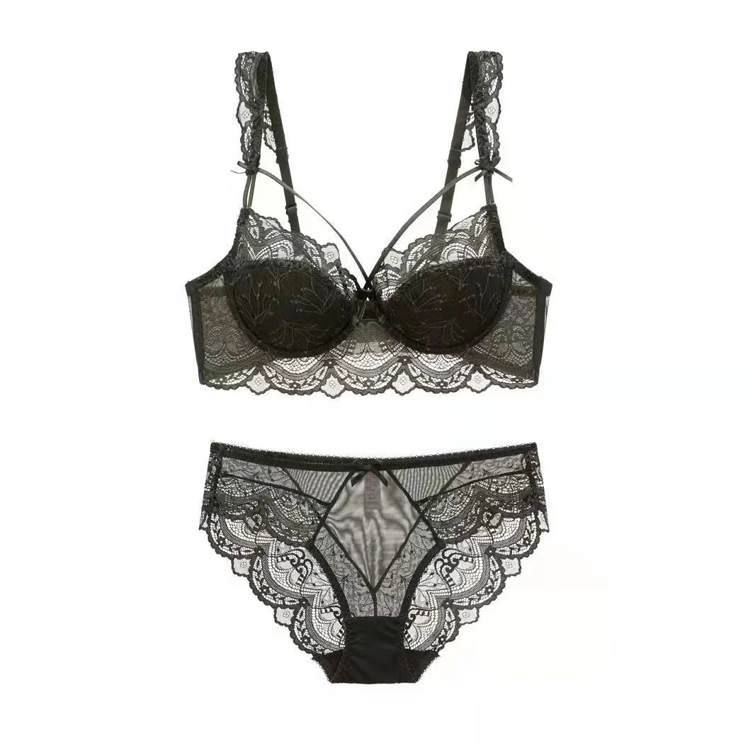 Ladies Underwear Thin Cotton Push-up Large Size Lace Bra Set
